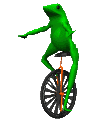 Frog on bicycle