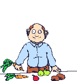 Man and veggies