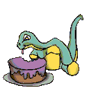 Dinosaur with cake