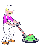 Man cleans floor