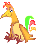 Rooster sits