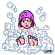 Woman bathes