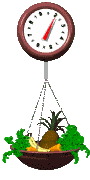 Scale with fruits