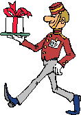 Bellhop with gift
