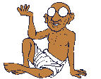 Ghandi sits