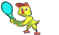 Duck plays tennis